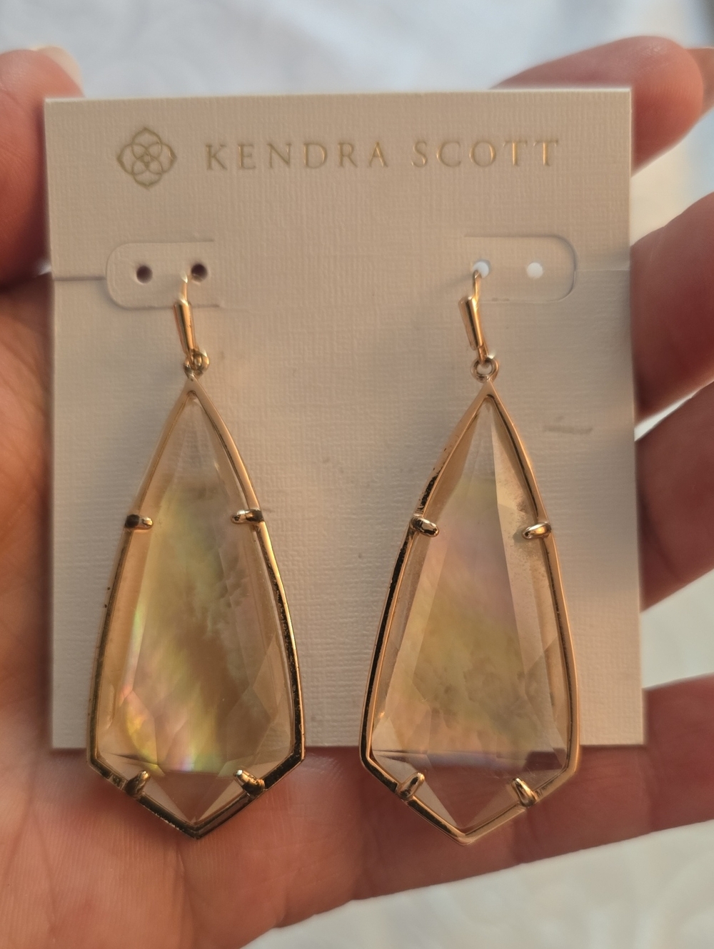 Kendra Scott Gold Iridescent Pink Teardrop Earrings